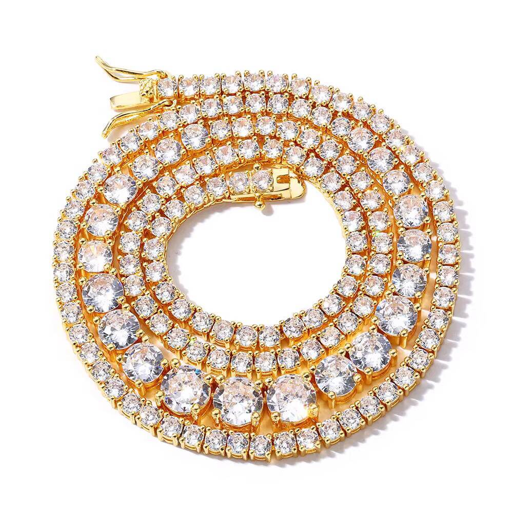 VVS Moissanite Diamond Tennis Chain Necklace Bracelet Cuba Chain 925 Sterling Silver Hip Hop Style