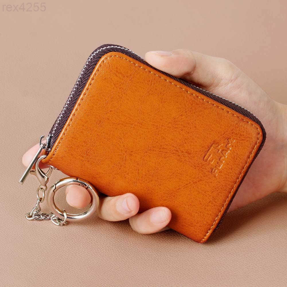Zipper Wallet Women RFID Blocking Credit Card Wallet Business Card Holder Compact Size KeyChain WalletW250910