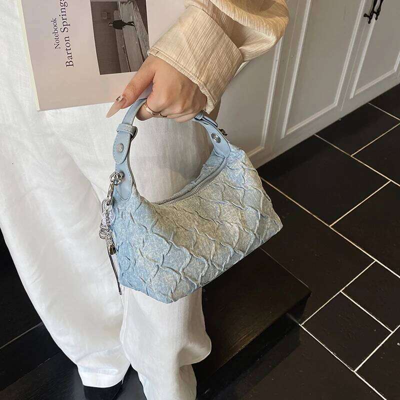 LEFTSIDE Small Denim Solid Color Hobo Crossbody Bags For Women 2025 Y2k Ladies Shoulder Bag Females Handbags And Purses