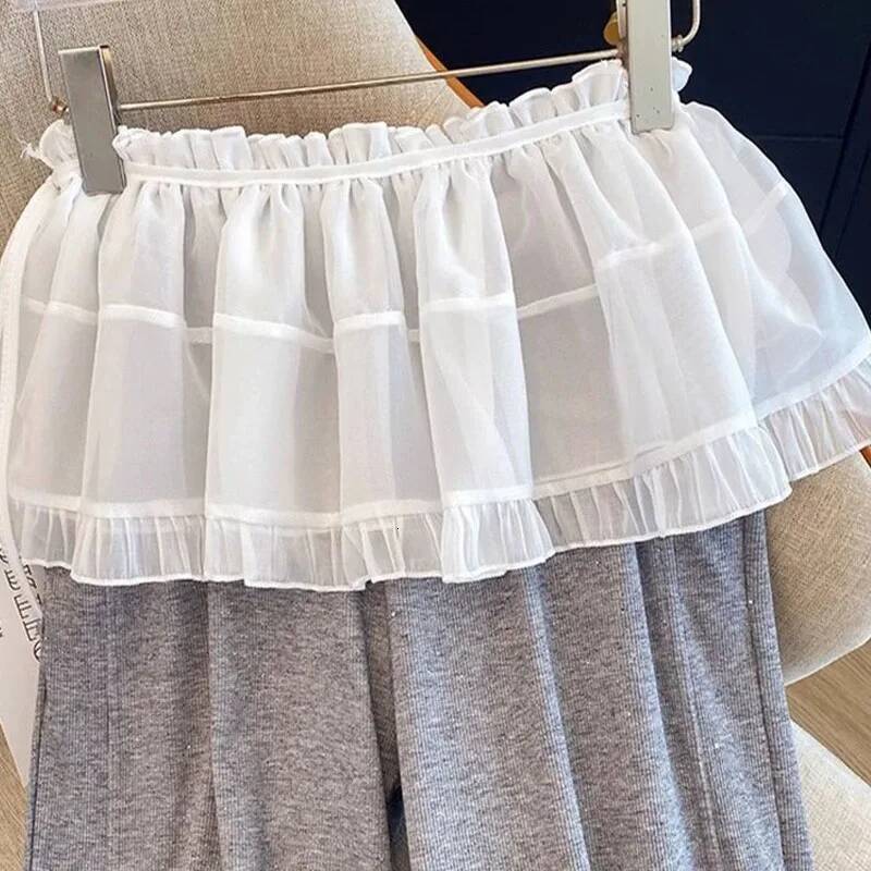 French Lace Ruffle Trim Belted Short Pencil Spring Layered Apron Curtain A- Line Fluffy Half-length Skirt Commute dongdumaoyi
