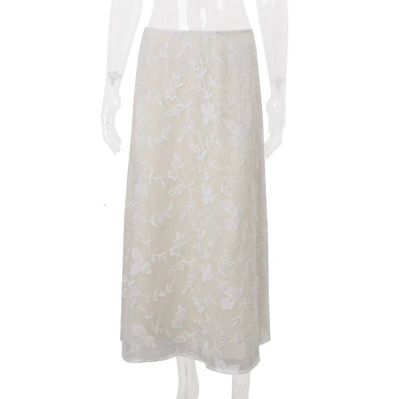 Candyhot Elegant French A-Line Mesh Fashion Long Skirts Vintage High Waist Casual Y2K Spring Summer Evening Party New Maxi Skirt dongdumaoyi