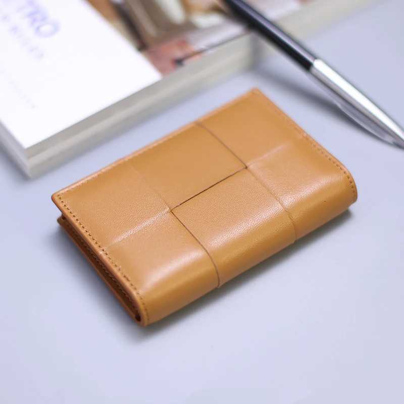 New MultiFunctional Leather Woven Card Holder ort Simple ex Busin Card Storage Bag Large Capaci Leather Wallet W250911
