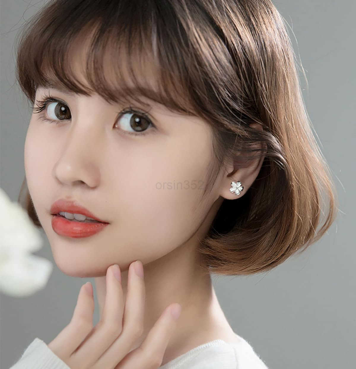 Solid 925 Sterling Silver Plumeria Flower Stud Earrings for Women Teens Crystal Flower Stud EarringsW250911