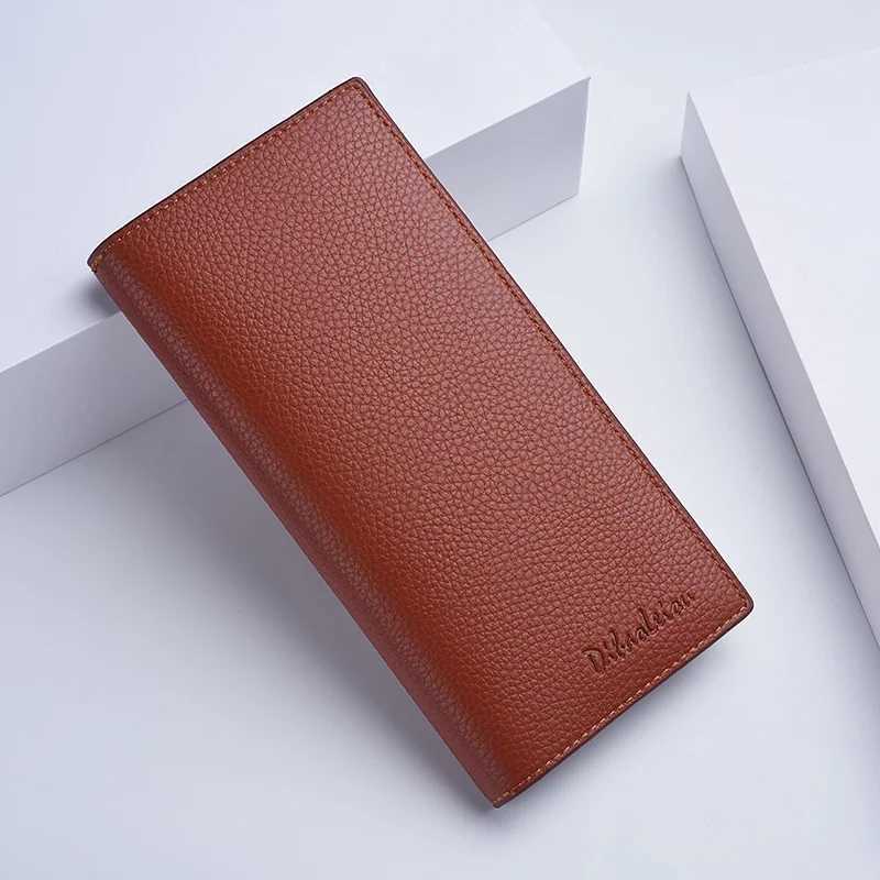 Mens Long Wallet Luxury PU Leather Large Capacity Business Casual MultiCard Holder Wallet with Lychee Pattern W250911
