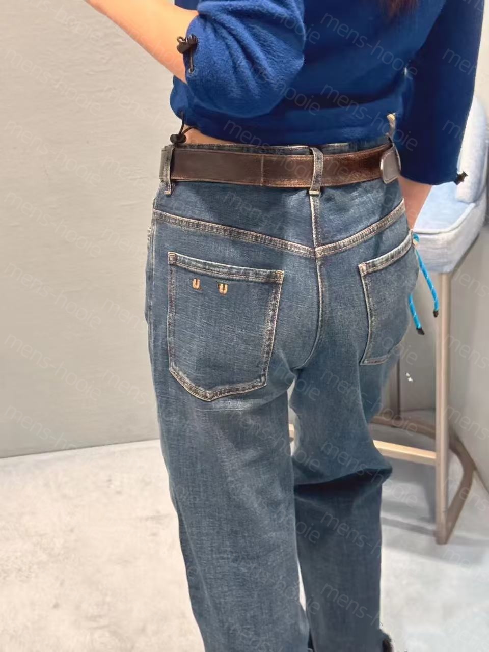 jeans womens designer jean shorts denim pants women designer retro pant classic long Pant Leather Label Straight Trousers Waisted Female Casual Jea S-L