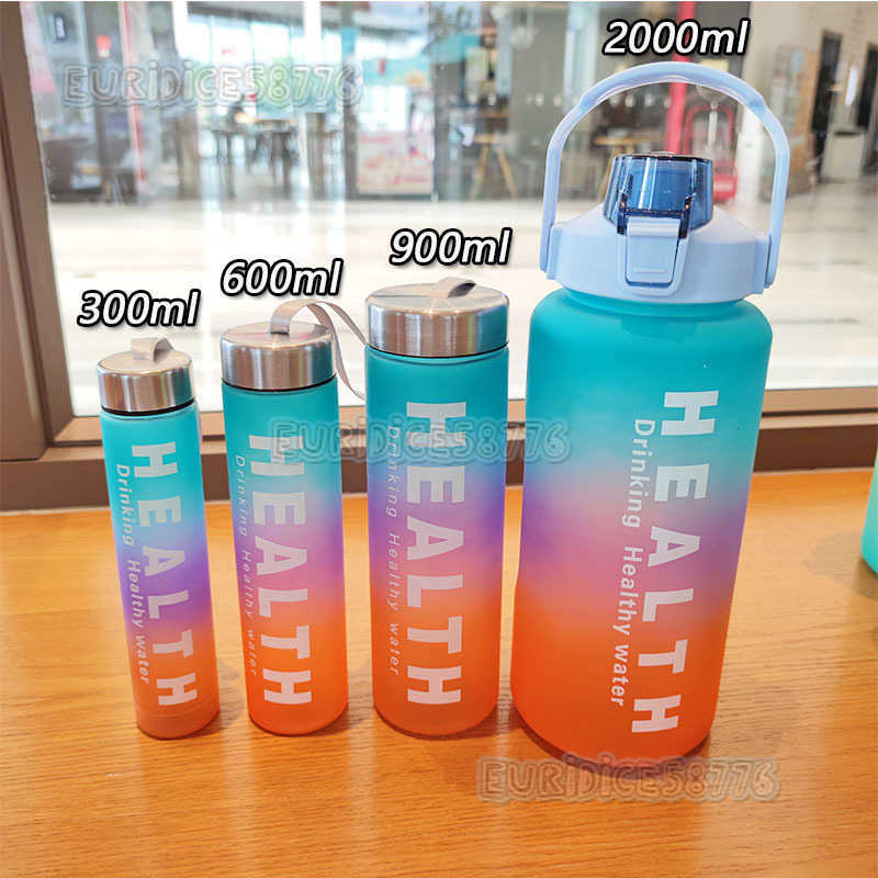 Fourpiece Set Frosted Gradient Celebrity Space Cup Plastic Straw Water Cup Large Capacity Handheld Outdoor Sports Water Bottle H250911