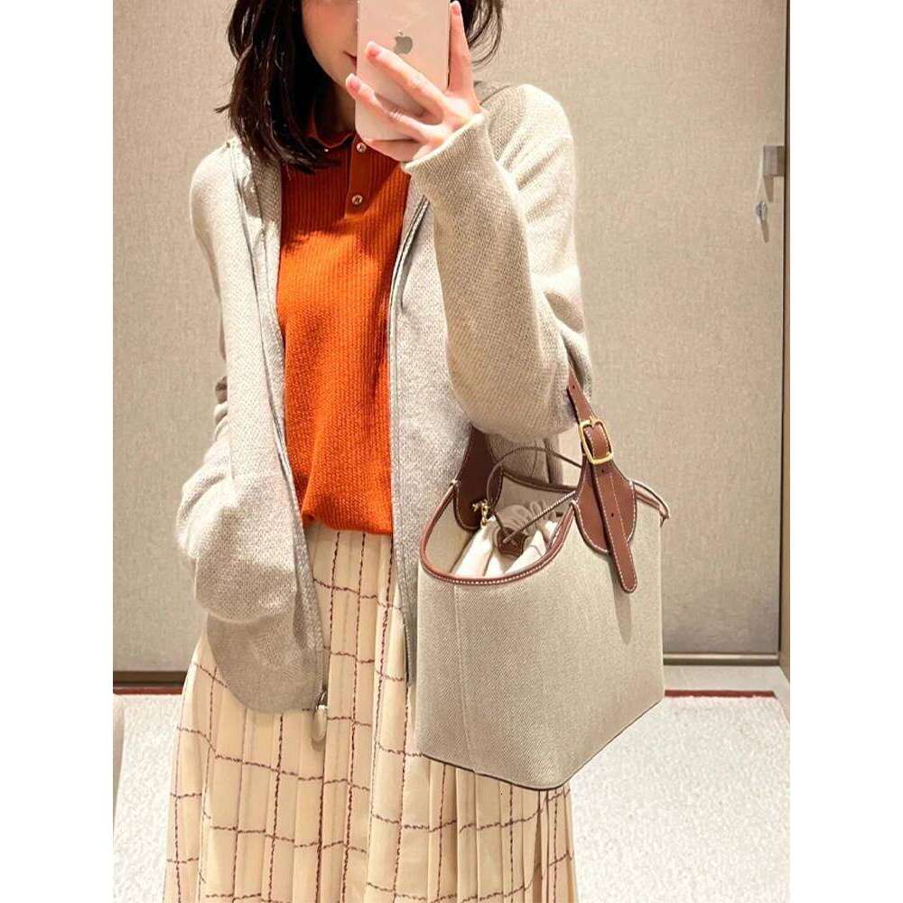 Designer Bag Tote Bag Shoulder Bag Women Summer Literary Style Cowhide Patchwork Cotton Linen Handbag Bucket Shoulder Crossbody Bag