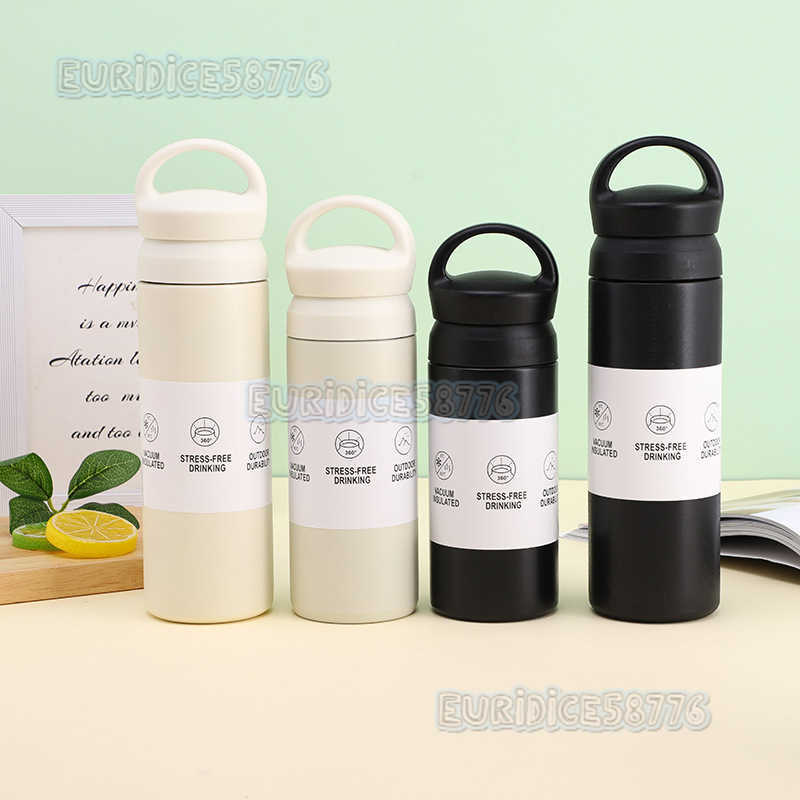 Minimalist Element Cup Handle 304 Stainless Steel Insulated Cup Frosted Doublelayer Men and Women Water Cup H250911