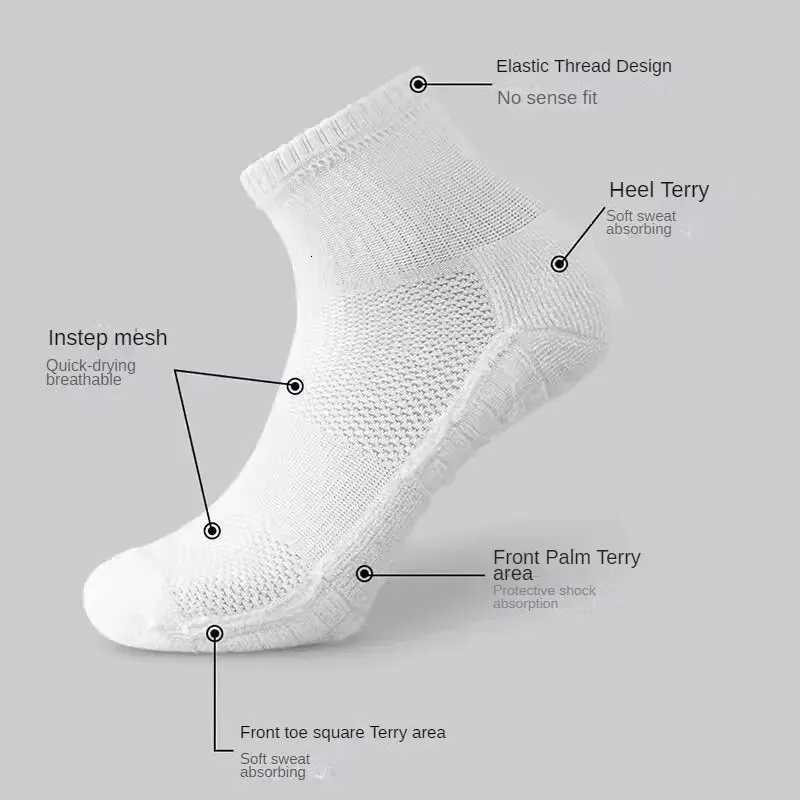 6 Pairs ThickSoled Moisture Wicking Sports Socks with Cushioned Bottoms Perfect for Running and Professional Sports D250911