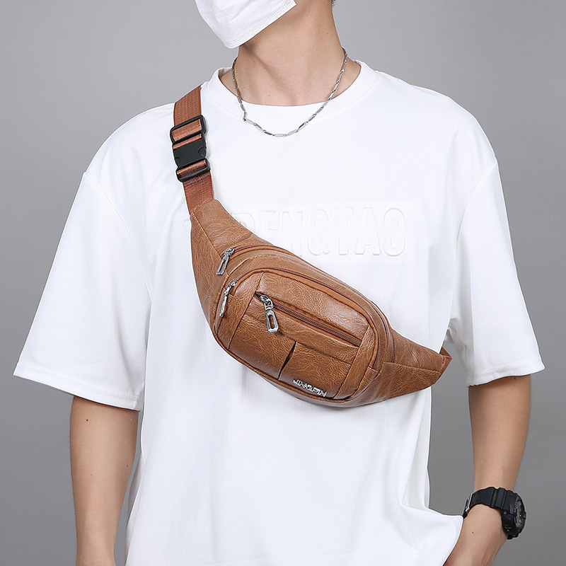 Men S Waist Luxury Bag Bag New Business Designer Bag Single Shoulder Crossbody Bag PU Free Shipping Leather Texture Fashion Chest Bag Business Cashier