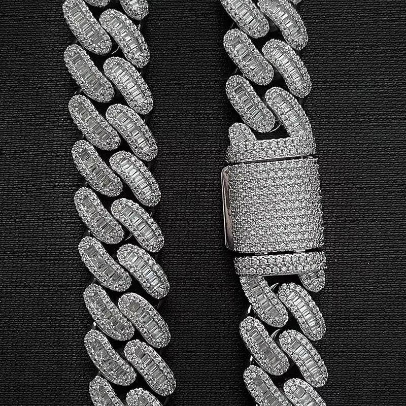 Hip Hop 18Inch 16MM Brass Moissanite Diamond Mens Cuban Link Chain for Wedding or Gift