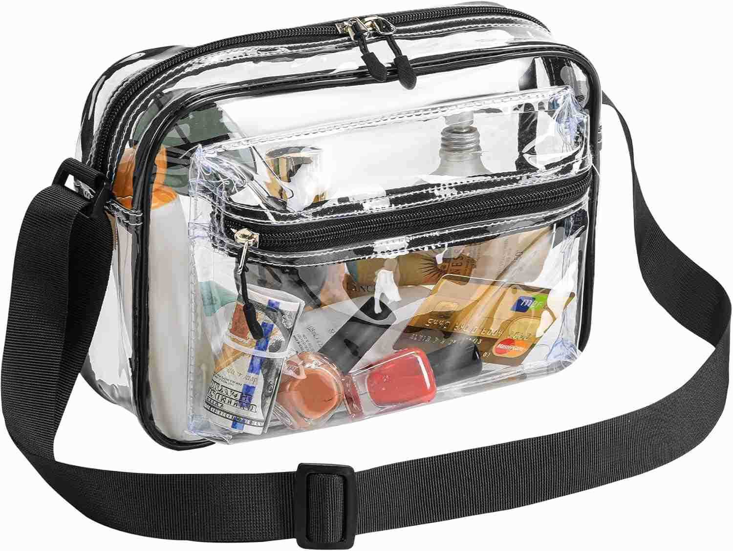 Clear messenger shoulder bag plastic womens crossbody stadium transparent purse work concerts see throughW250911