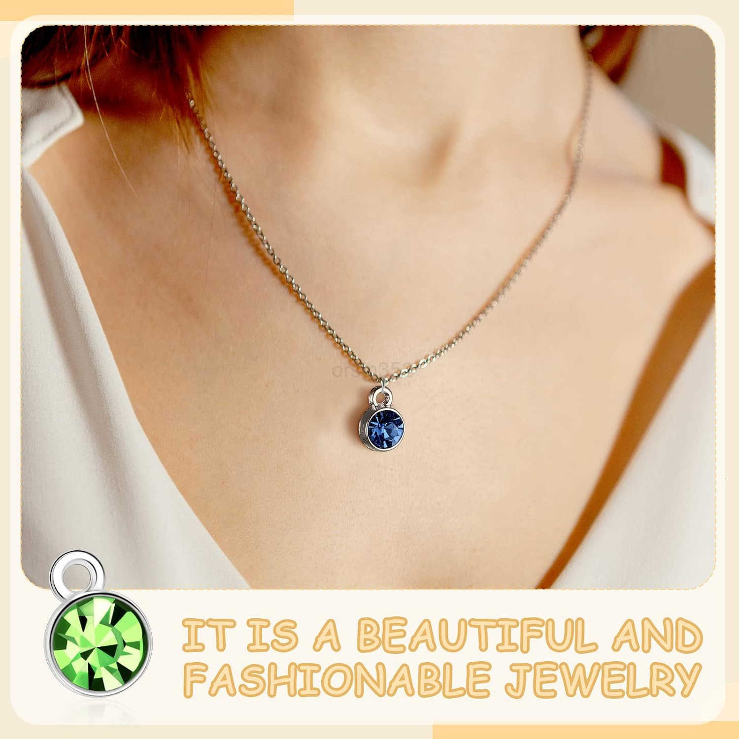 120 Pcs Birthstone Charms for Jewelry Making Handmade DIY Crystal Birthstone Beads Bling Round Charms Enamel for Birthday Christmas Jewelry MakingW250