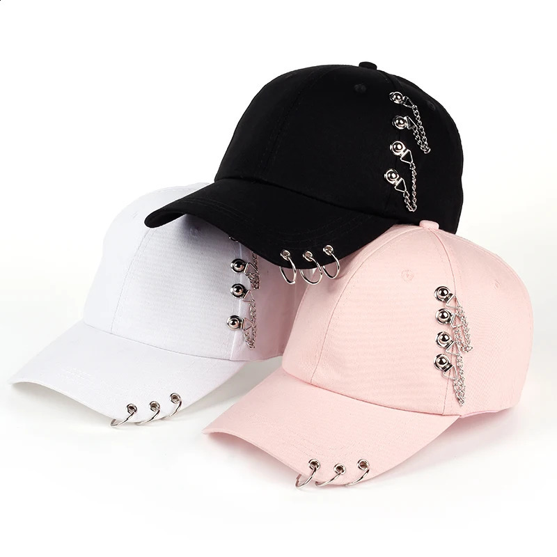 Baseball Cap With Circle Ring Hats For Women Men Unisex Hip Hop Black White Adjustable Solid Color Kpop Casual 250910