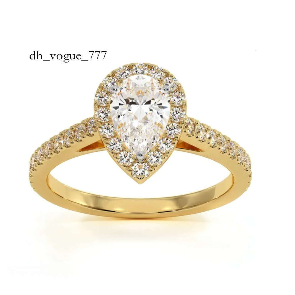 Halo Engagement Rings Wedding Moissanite Ring Pear 1ct 14k White Yellow Gold Jewelry