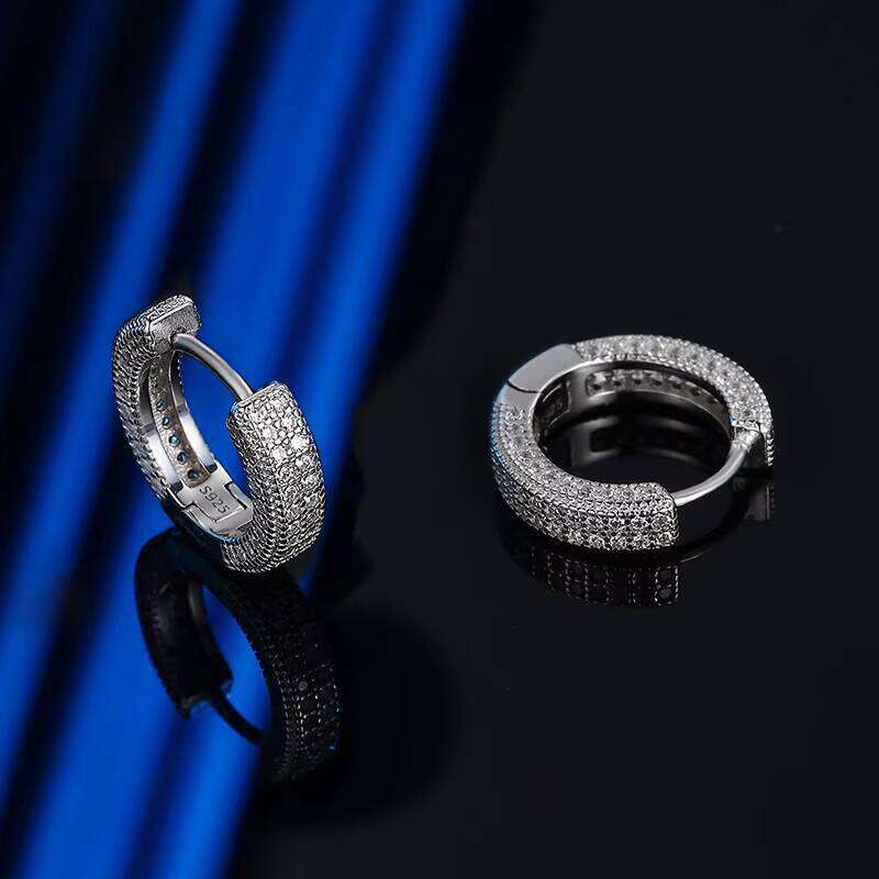 QYT Fine Jewelry S Sterling Sier Moissanite Earring High-end Ins Design Full Dia Hoop Earrings