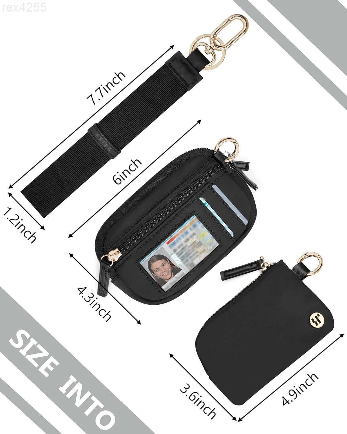 Wristlet Wallet for WomenDual Pouch Keychain Wallet with ID Window Coin Purse Wrist Strap for TravelW250911