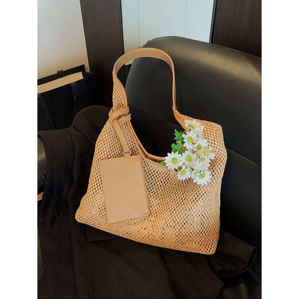 Designer Bag Large Capaci Commuter St Woven Tote Women's Summer New Single Oulder Vaion Beach Holiday Entanglement Bag
