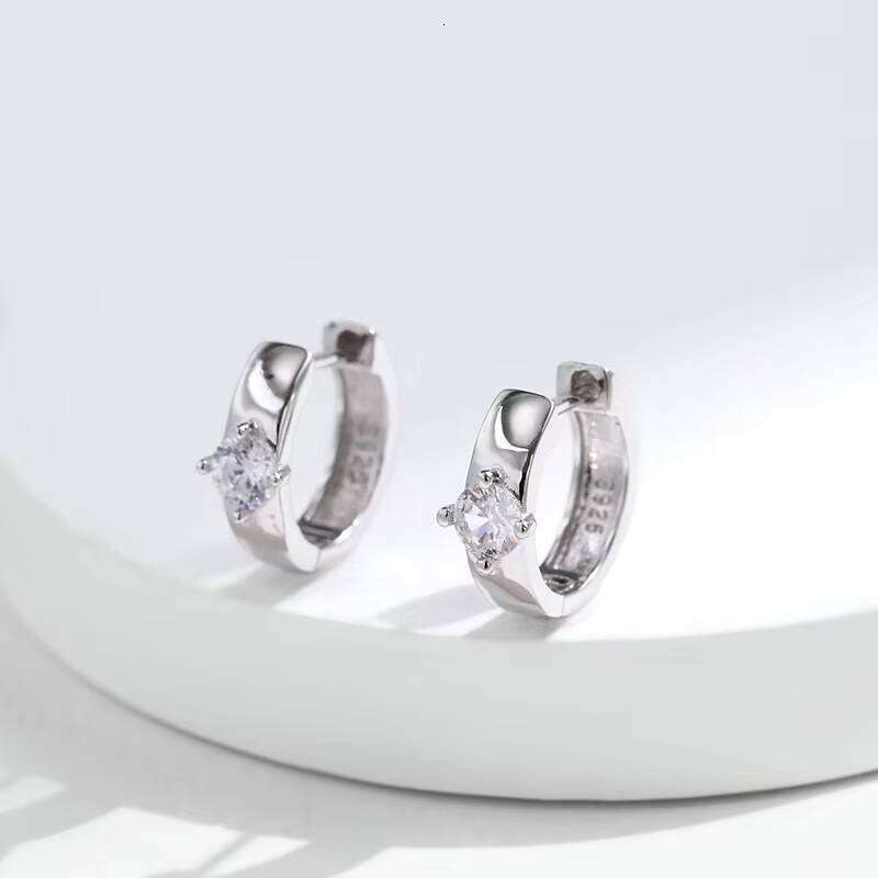 Tempusort Minimalist Hoop 0.4Ct Fine Jewelry Sier Moissanite Earrings Hoops