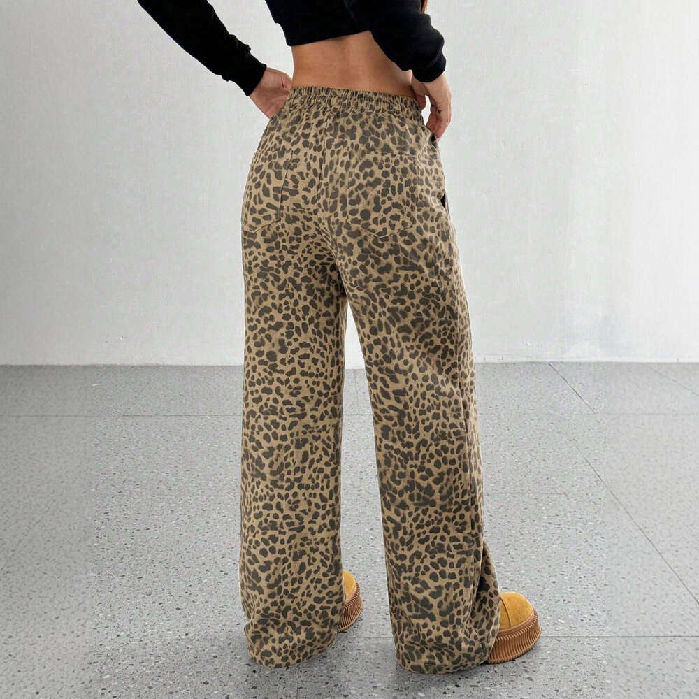 New Fashion INS Trend Street Leopard Print Loose Casual Pants for Women