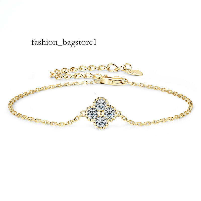 Moissanite Jewelry With Certificate Sterling Sier Clover Four-leaf Flower Adjustable Chain Bracelets for Women