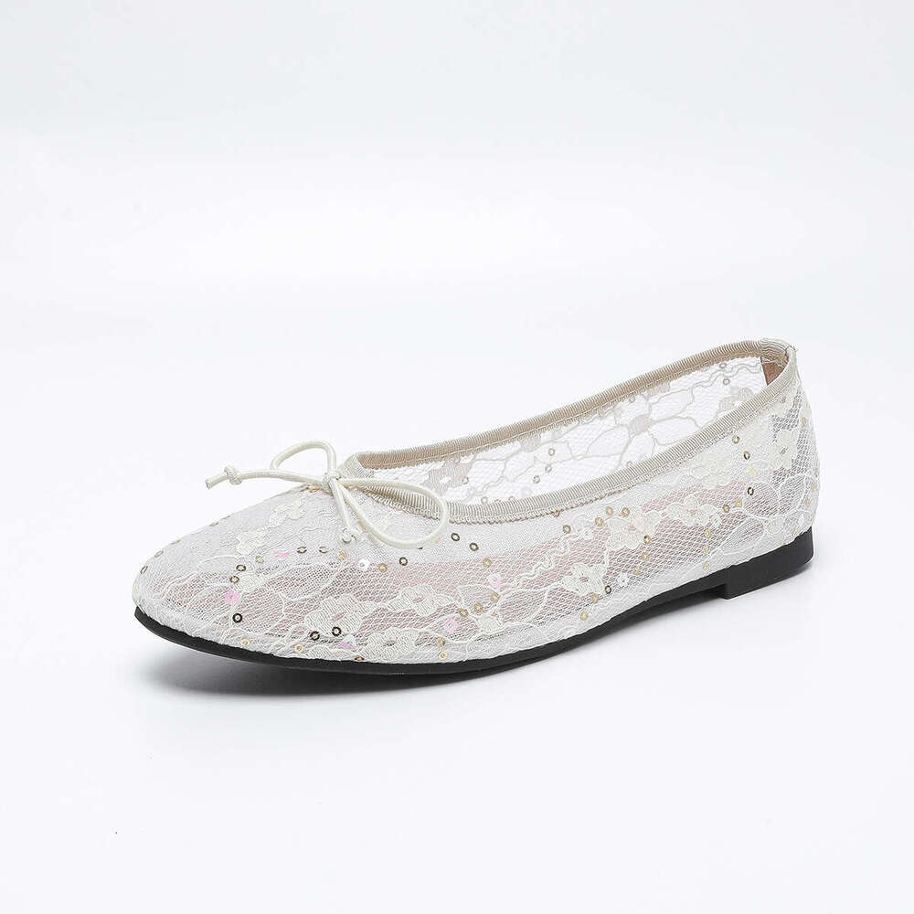 Plus Size Designer Shoe Women's 35-45 Round Toe Shallow Mouth Bowknot Non-Slip Flat Mesh Breathable Single Shoes Fisherman