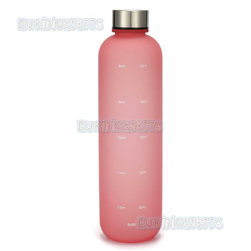 1000ml High Temperature Resistant Gradient Colorful Plastic Cup Space Cup Fitness Sports Water Bottle with Time Marker H250911