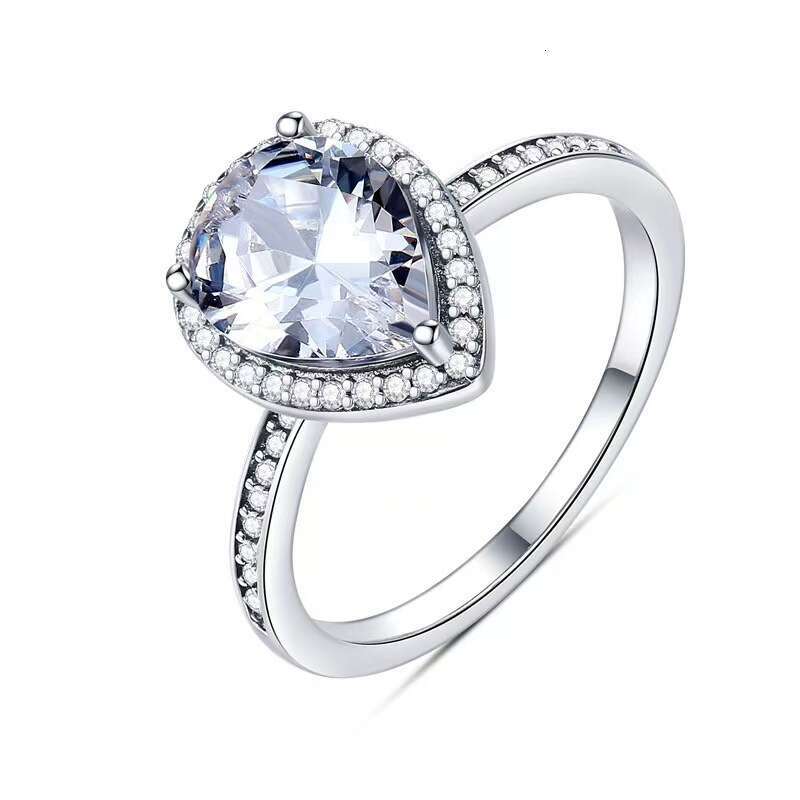 Panjia No White Copper Electroplated Silver Inlaid Interlocking Three DIY Couple Matching Rings
