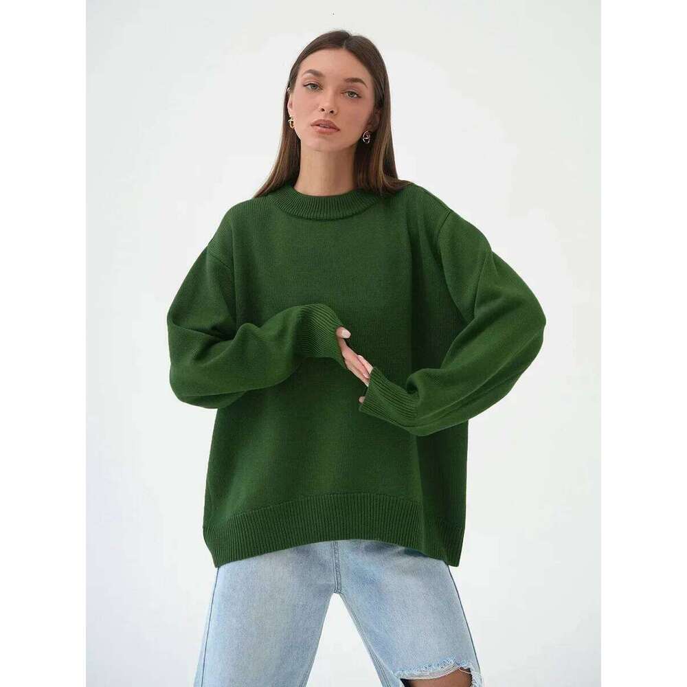 Blubelle Women's O Neck Sweaters Autumn Winter Thick Warm Oversized Casual Loose Knitted Pullover Jumper Female Tops