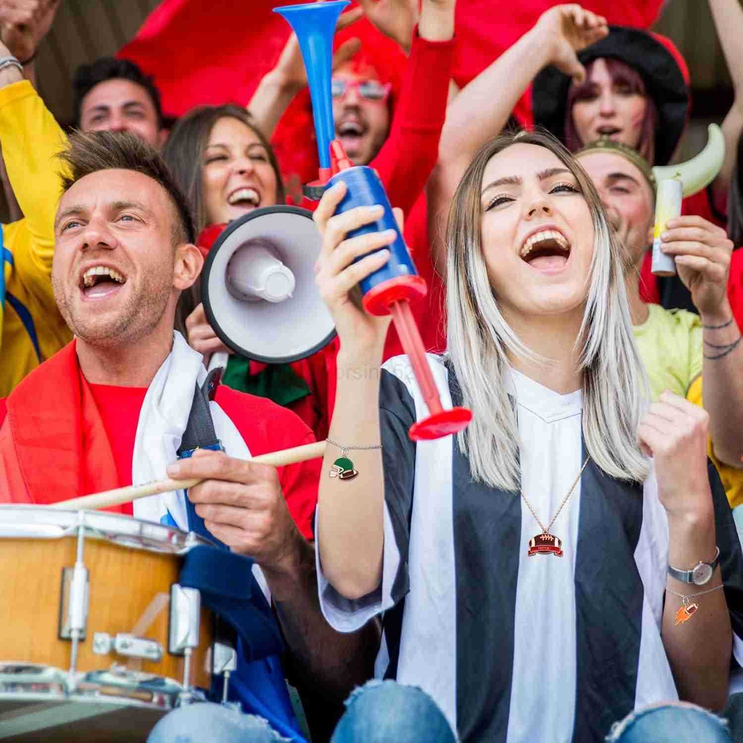 100 Pcs Football Charms Bulk for Jewelry Making Mixed Colorful Alloy Sport Charms Pendants for Necklace Earrings Head Cord DIY Crafts AccESSory Party 