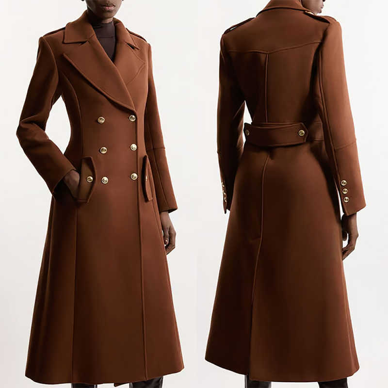 Brown Women Blazer Dress Slim Fit Long Cotton Evening Party Jacket Guest Party Formal Wear Customized One Piece