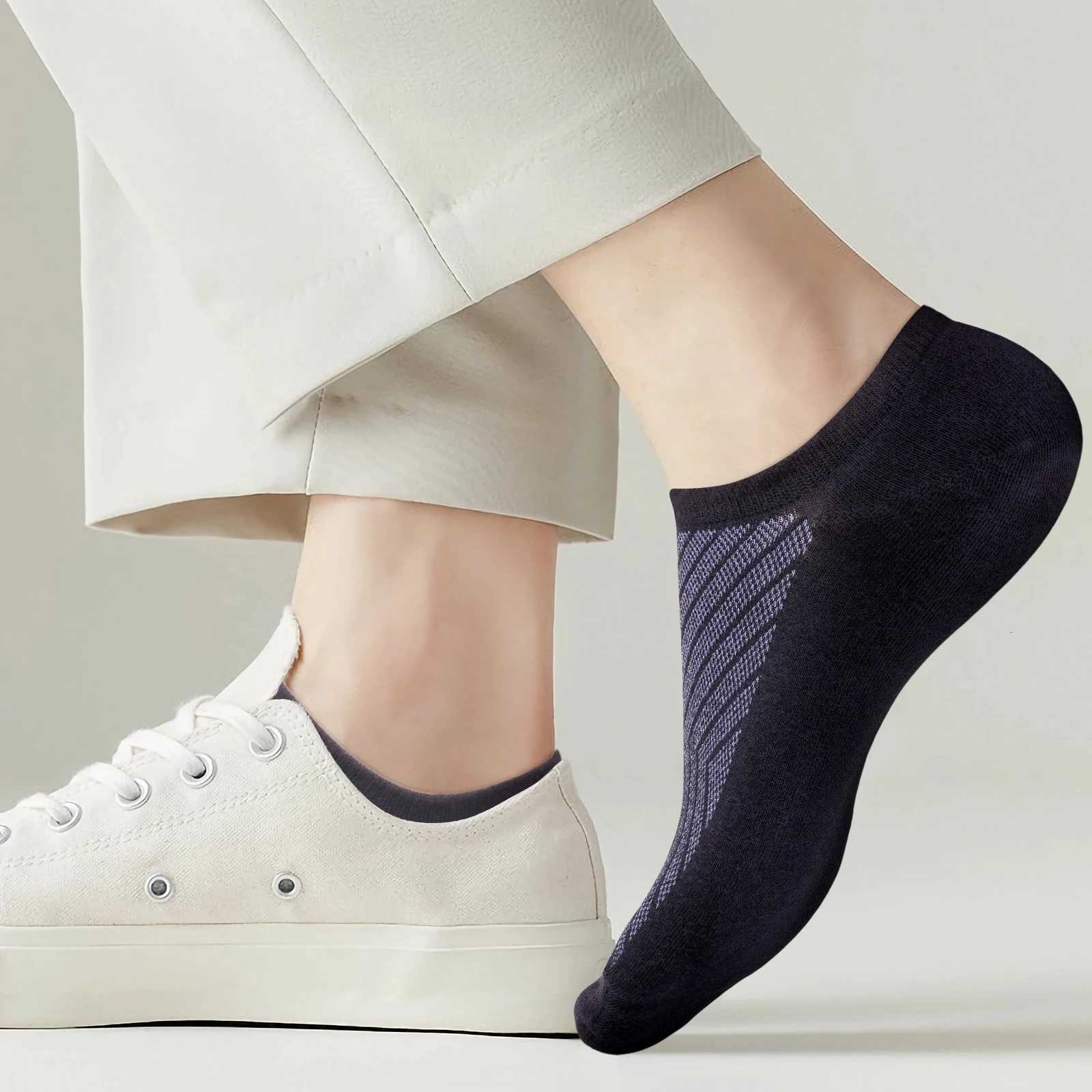 YUEDGE Mens No Show Socks Anti Odor Lightweight Thin Invisible Bamboo Socks For Men Size 3746 6 Pairs D250911