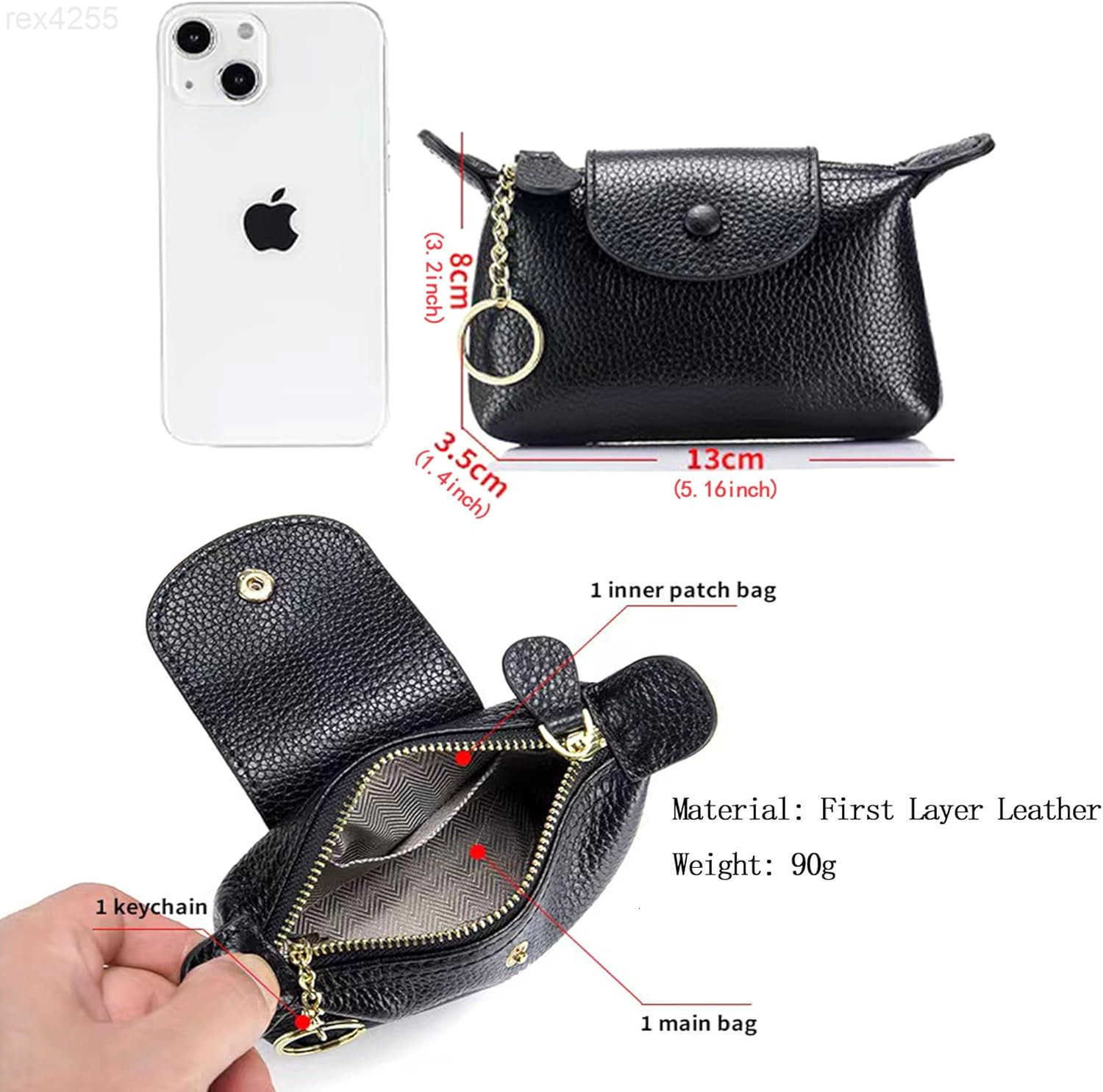 Womens Green Leather Coin Purse with Keychain Small Zipper Pouch for Fashionable WalletW250911