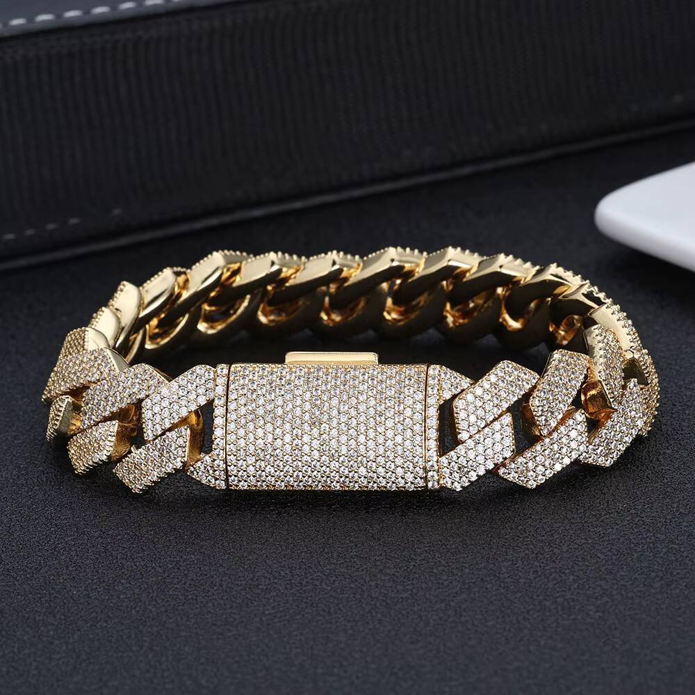 NUOYA Unisex White Gold Plated Brass Micro Pave Zircon Necklace Shiny Diamond Link Iced Jewelry Pearl Money Bag Chain Gift Women