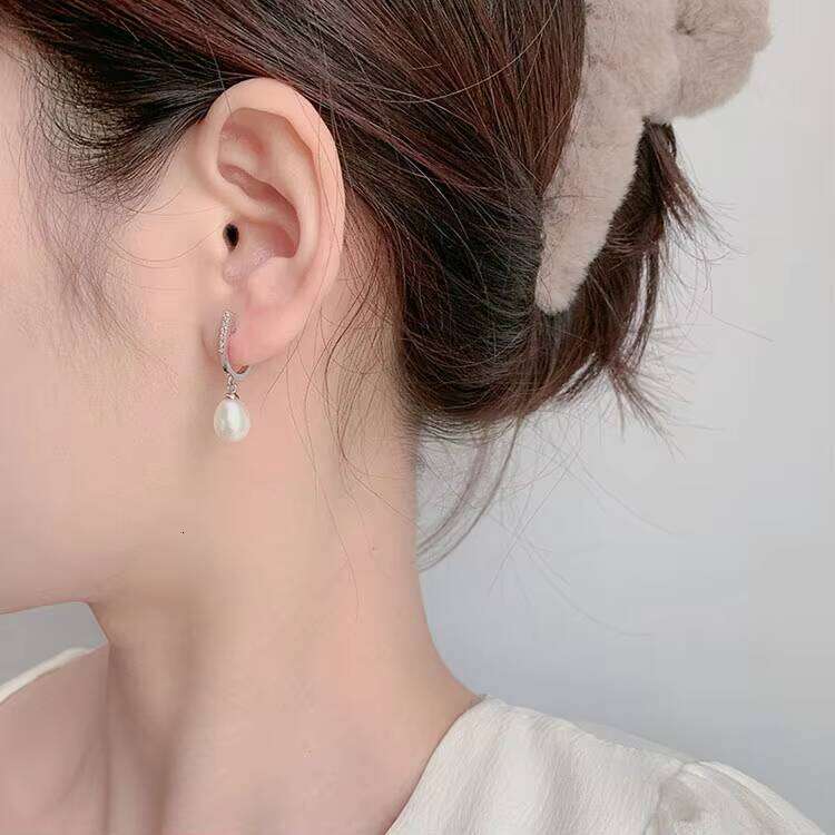 Wholesale Fashion Zircon Moissanite Women Ladies Sterling Sier Fresh Water Pearls Freshwater Pearl Dangle Drop Earrings