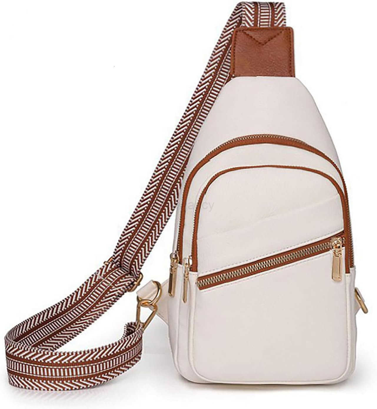 Small Sling Bag for Women Leather Crossbody Bag Fanny Pack Chest Bags for Travel Birthday Gifts for Women BeigeW250911