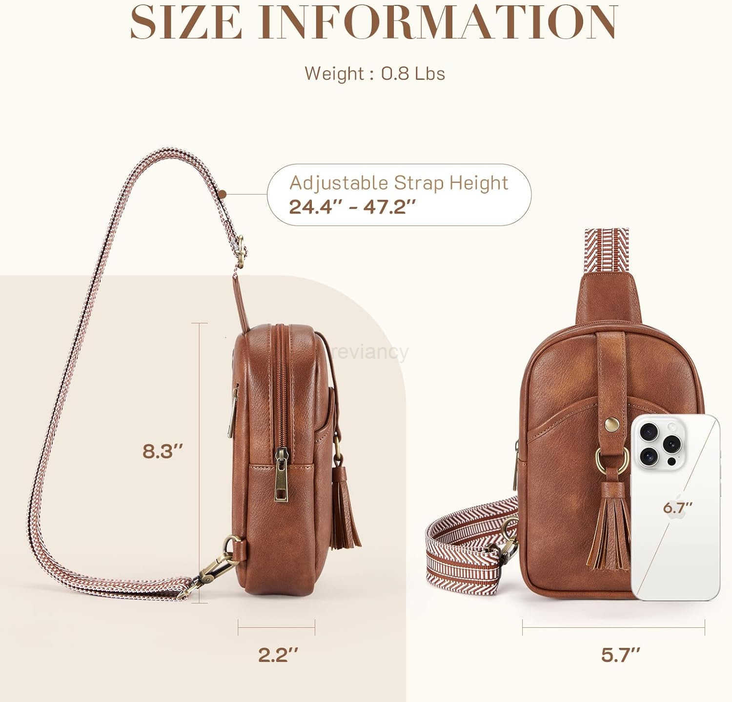 Small Sling Bag for Women PU Leather Fanny Pack Crossbody Purse Trendy Chest Bag for Travel ShoppingDaily Beige BrownW250911