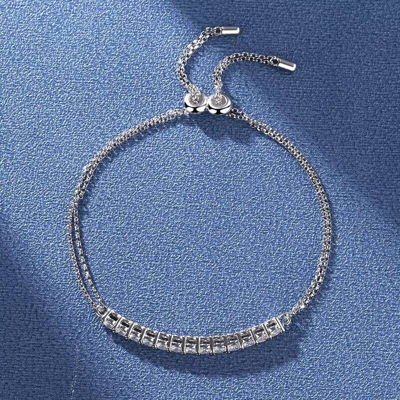 925 Sterling Silver 13 moissanite Moissanite Bracelet for Ladies Casual Fashion Light Luxury Niche Advanced Design Gold Decoration