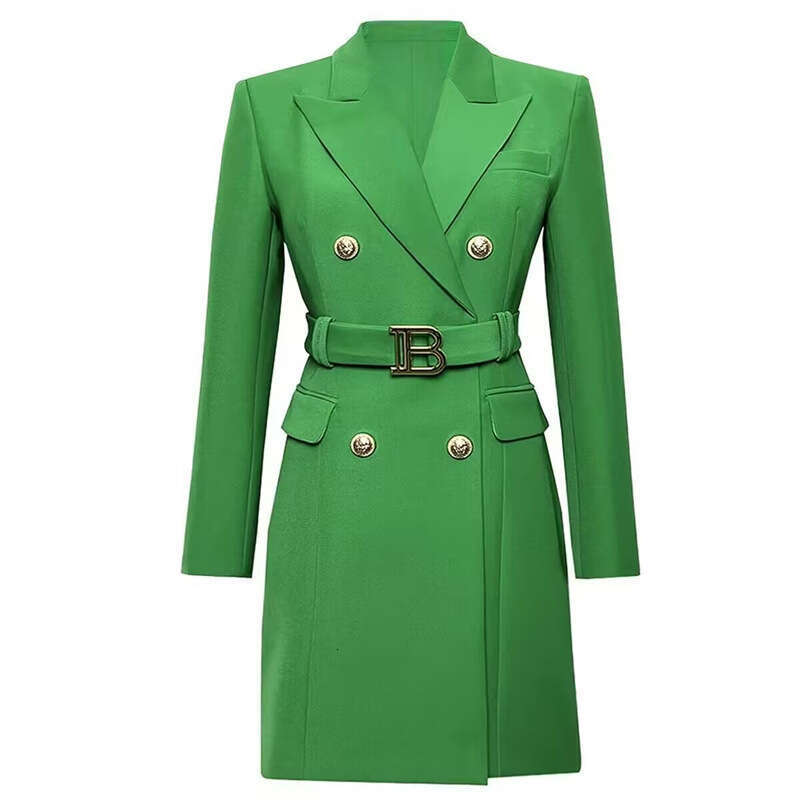 2025 New Spring Women Design Sense Long Sleeve Belted Suit Dress Office Lady Elegant Long Coat High-end Temperament Short Dress