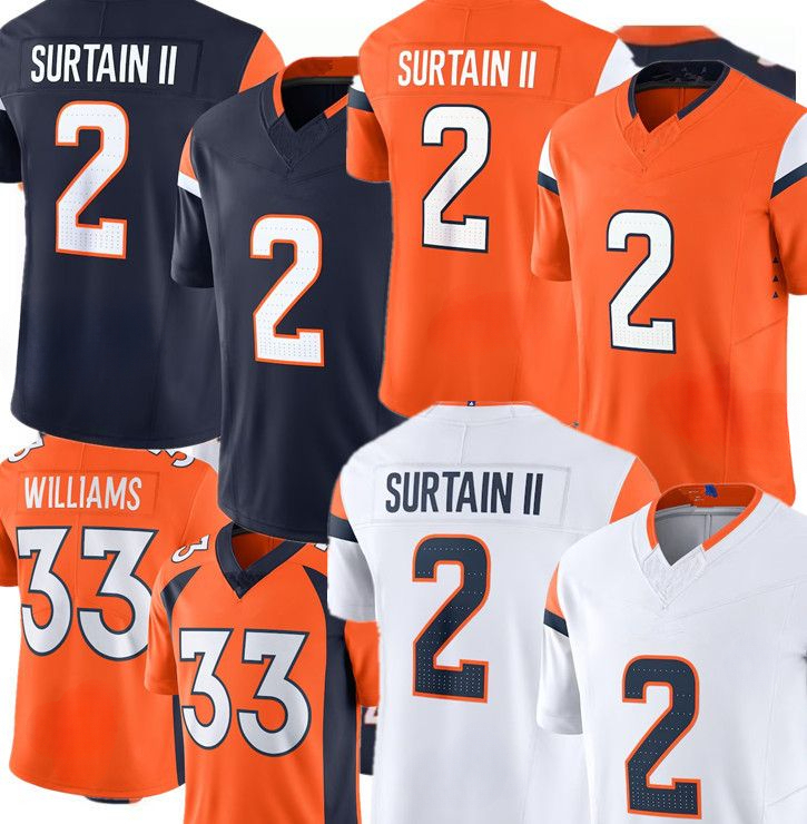 NFL broncos''Jersey Bo Nix Surtain II Courtland Sutton Quinn Meinerz Javonte Williams Zach Allen Marvin Mims Jr Alex Singleton Tim Patrick Football Jerseys