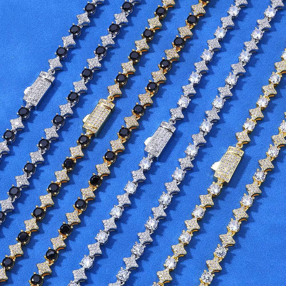 VVS D Colour Moissanite S925 Silver Iced Necklace Hip Hop Cross Star Tennis Chain Wholesale Cuban LINK Jewelry for Men