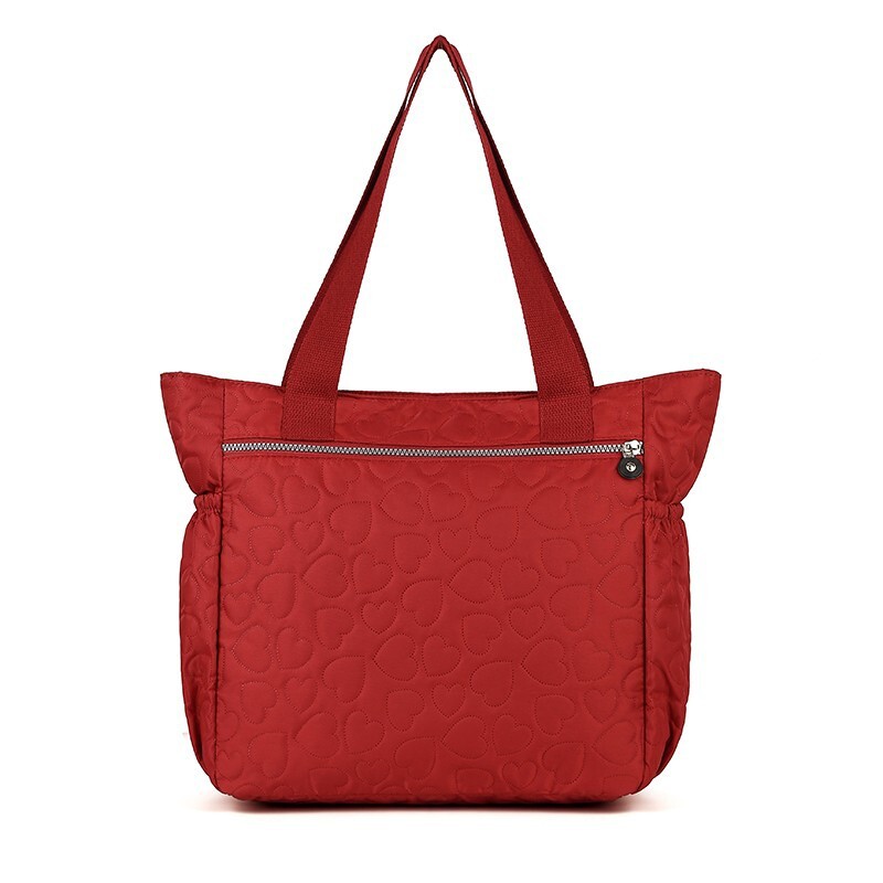 Korean Style Fashion Heart Embroidery Handbag Luxury Bag Large Capacity Solid Free Shipping Color Simple Shoulder Bag Designer Bag Outdoor Middle Aged