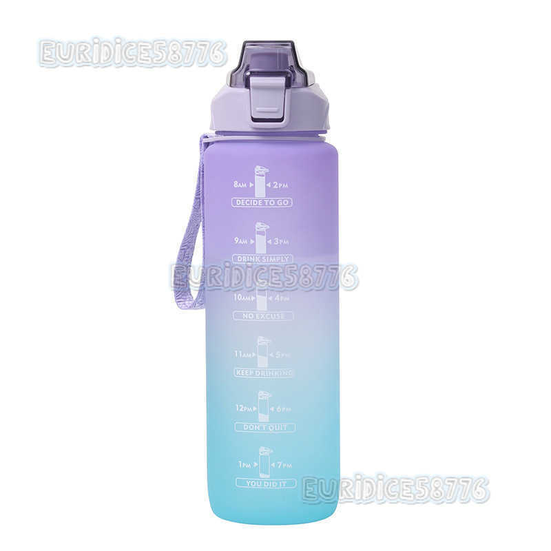 Sports Water Bottle Portable Large Capacity Men and Women Outdoor Fitness Space Cup with Scale Celebrity Gradient Childrens Straw Cup H250911