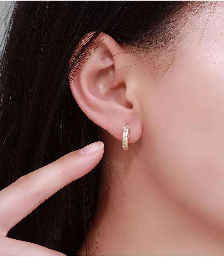 QYT Fine Jewelry S Sterling Sier Moissanite Earring High-end Ins Design Full Dia Hoop Earrings