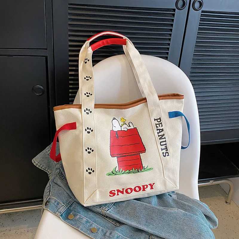 Cartoon Large Capacity Canvas Bag Student Handbag Shoulder Bag Cute Print Tote Bag W250911