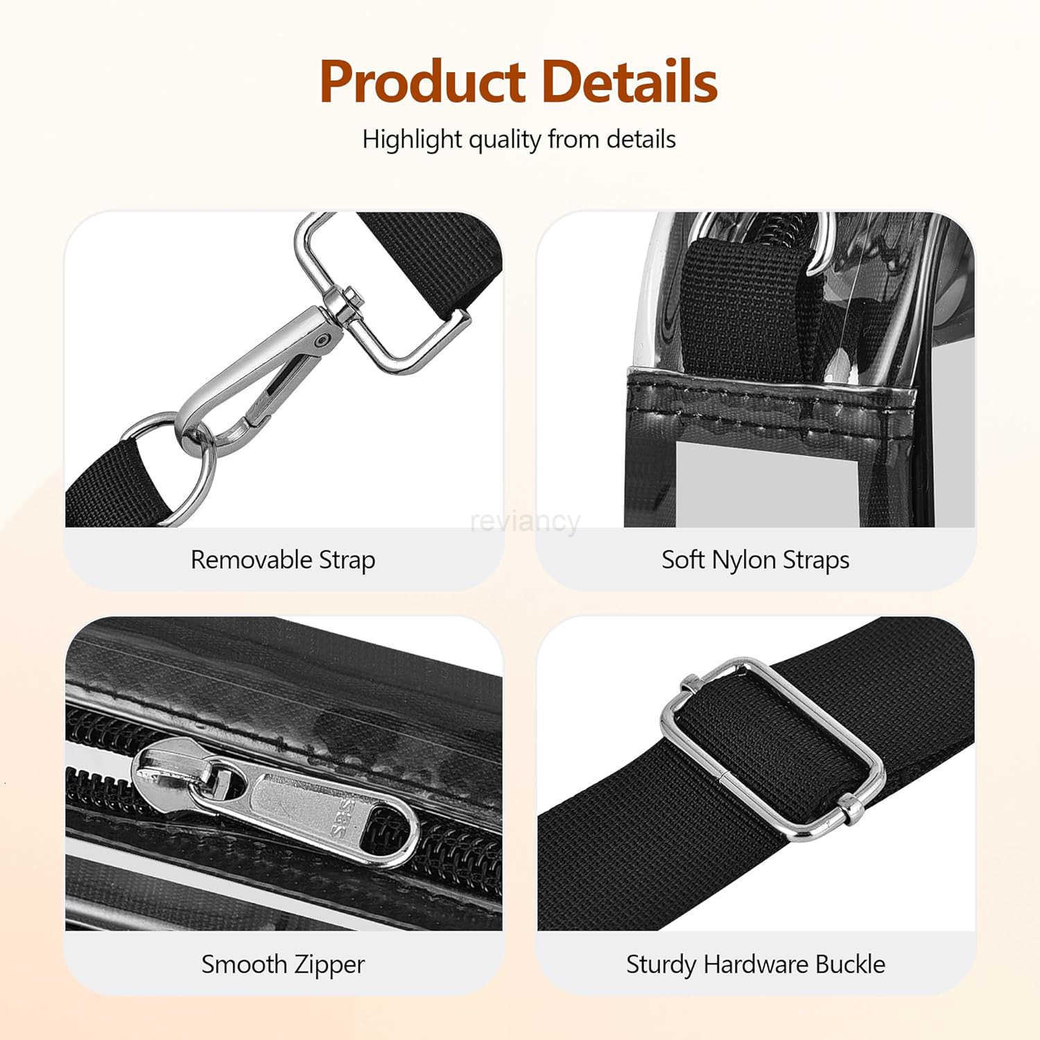 Clear Bag for Stadium Events Clear Purse with Removable Strap Transparent Bag for Concert and Sport EventsW250911