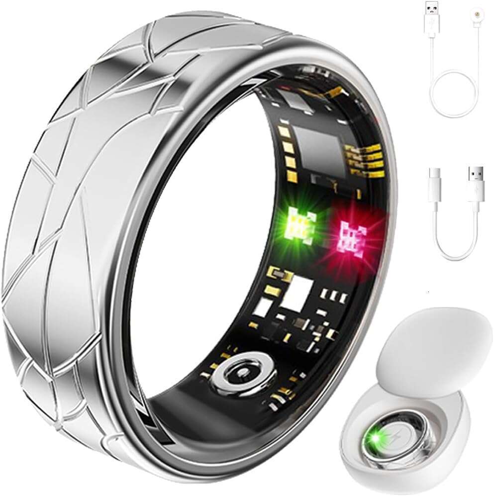 Jawploy Smart Sleep Tracking Heart Rate Monitor Pedometer, Waterproof Activity Tracker Fiess Ring Steps Counter, Gesture Controls for Short Video, 8 D