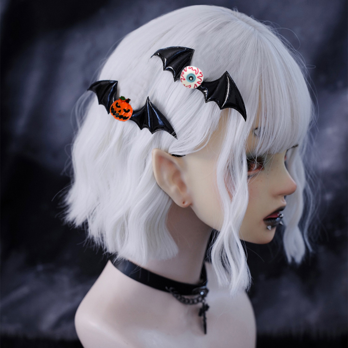 Stage Wear Halloween Hair Accessories - Dark Series Funny Pumpkin Cyclops Devil Bat Wings Side Hair Clips