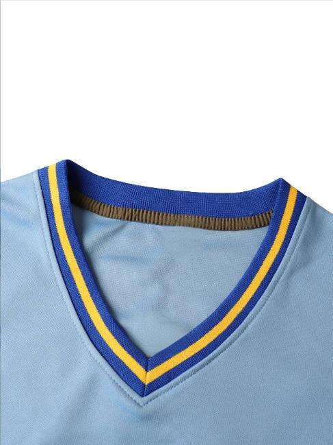 Men's Color Blue V-Neck Baseball Jersey with Letter Number Short Sleeve Jerseys for Training and Competition - Comfy, Breathable Free shipping