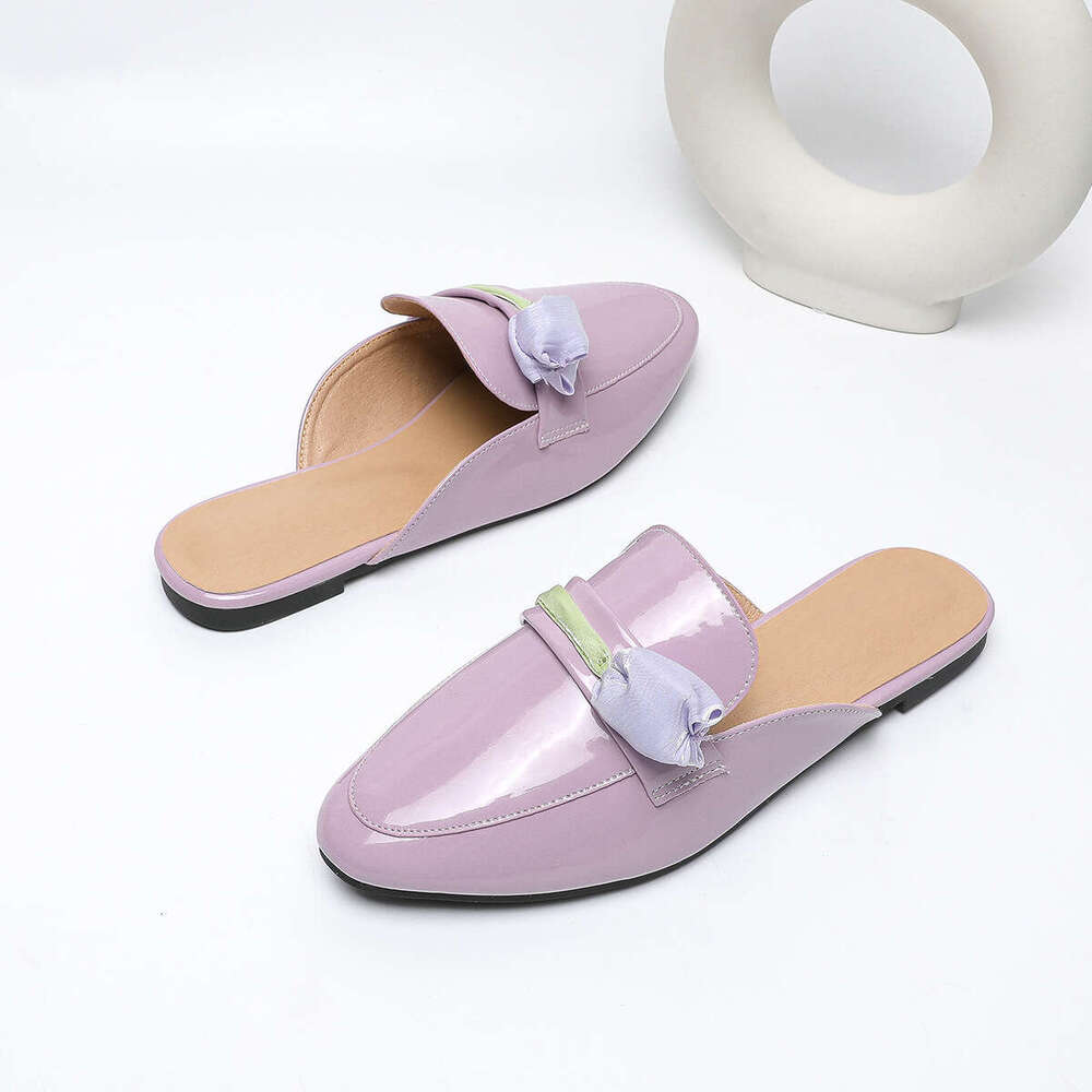 Plus Women's Shoes 35-45 Designer Shoe Size Round Toe Flat Flower Slip-On Sandals Spring Summer Mules Accessories